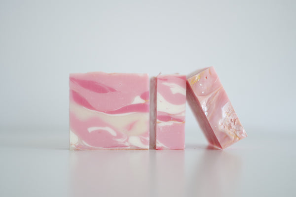 rose quartz crushed gemstone soap